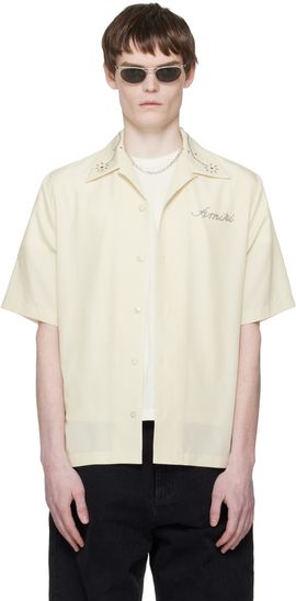AMIRI AMIRI Off-White 'Amiri' Stud Camp Shirt