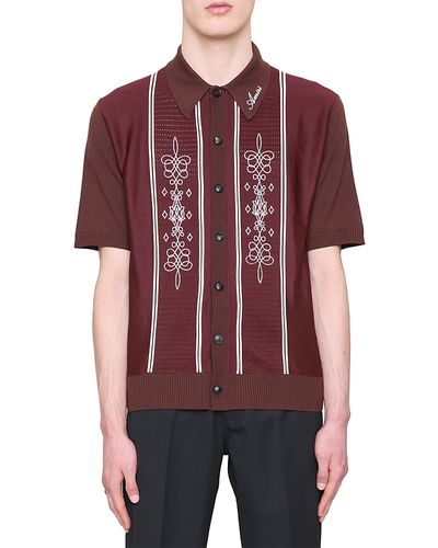 Amiri amiri Paneled Knit Short Sleeve Shirt