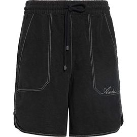 AMIRI AMIRI Script Garment Dyed Linen Blend Shorts