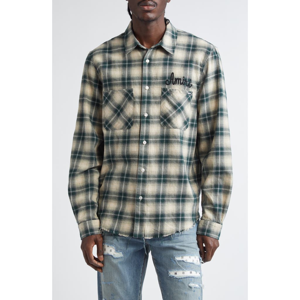 AMIRI - Shotgun Distressed Plaid Flannel Button-Up Shirt AMIRI - Shotgun Distressed Plaid Flannel Button-Up Shirt