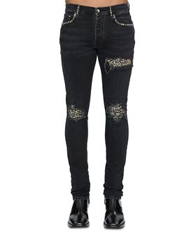 Amiri amiri Stud Patch Skinny Fit Jeans in Vintage Black