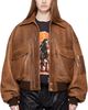 AMIRI AMIRI Tan Faded Leather Bomber Jacket - 1