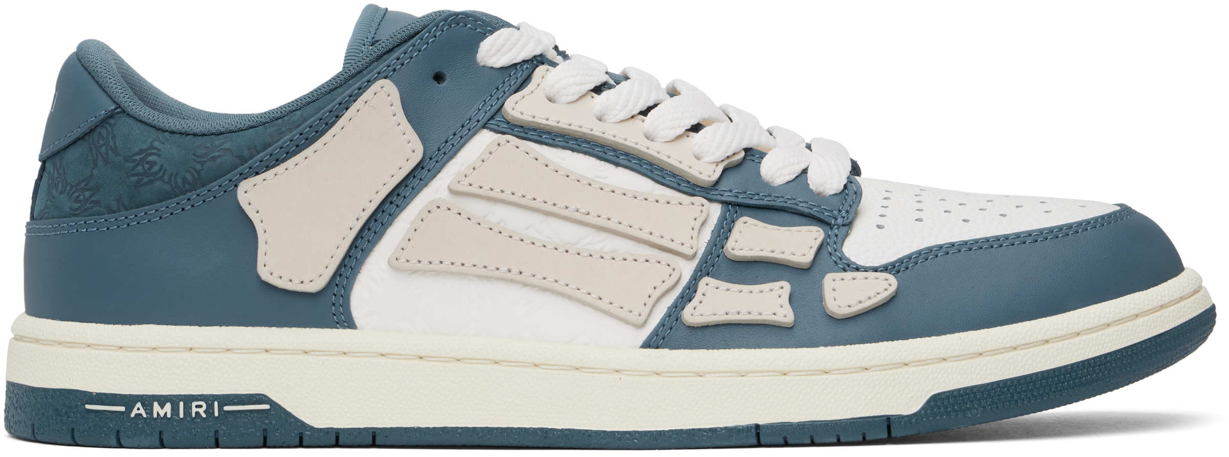AMIRI - White & Navy Debossed MA Quad Skel Top Low Sneakers