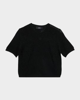 Amiri Floral Crochet Knit Short-Sleeve Top