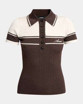 Amiri Logo-Embroidered Colorblocked Polo Top