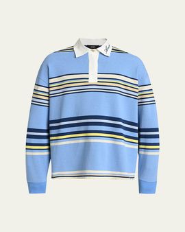 Amiri Men's Cotton Multi-Stripe Long-Sleeve Polo Shirt