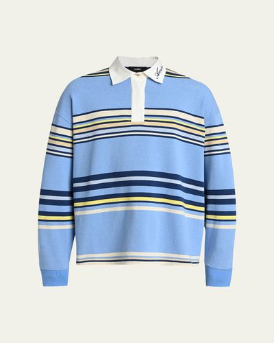 Amiri Men's Cotton Multi-Stripe Long-Sleeve Polo Shirt