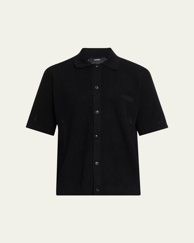 Amiri Men's Crochet-Knit Mesh Cotton Shirt