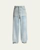 Amiri Men's Light-Wash Denim Carpenter Jeans with Bone Appliques - 1