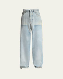 Amiri Men's Light-Wash Denim Carpenter Jeans with Bone Appliques