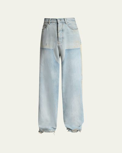 Amiri Men's Light-Wash Denim Carpenter Jeans with Bone Appliques