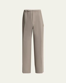 Amiri Men's Logo Patch Wide-Leg Stretch Trousers