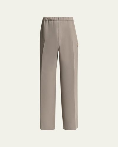 Amiri Men's Logo Patch Wide-Leg Stretch Trousers