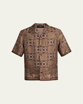 Amiri Men's Silk MA Quad Paisley Short-Sleeve Shirt