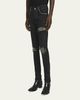 Amiri Men's Studded Rip and Repair Black Denim Skinny Jeans - 4
