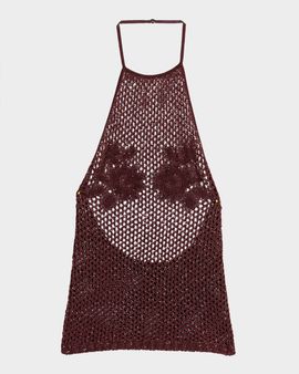 Amiri Metallic Floral Crochet Halter Top