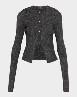 Amiri Metallic Rib Keyhole Cardigan