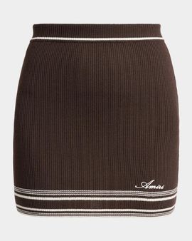 Amiri Script Rib Knit Mini Skirt