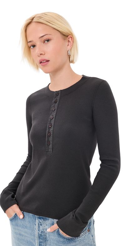 AMO AMO Calla Henley Tee Vintage Black