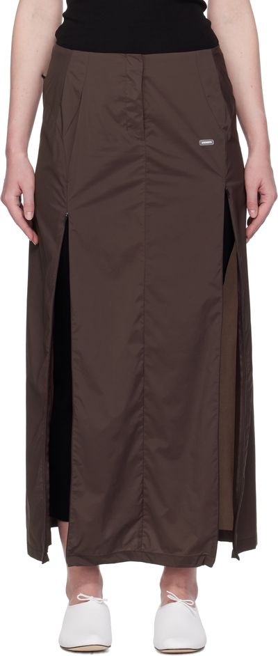 AMOMENTO AMOMENTO Brown Side Vent Long Maxi Skirt