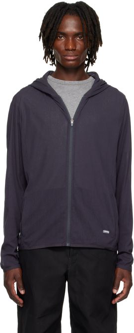 AMOMENTO AMOMENTO Gray Mesh Hooded Zip Jacket