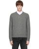 AMOMENTO AMOMENTO Gray Racoon V-Neck Sweater - 1