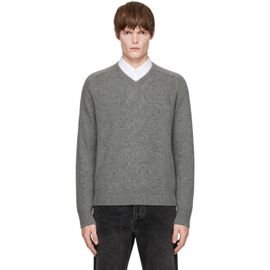 AMOMENTO AMOMENTO Gray Racoon V-Neck Sweater