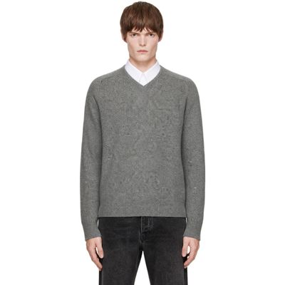 AMOMENTO AMOMENTO Gray Racoon V-Neck Sweater