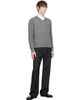 AMOMENTO AMOMENTO Gray Racoon V-Neck Sweater - 4