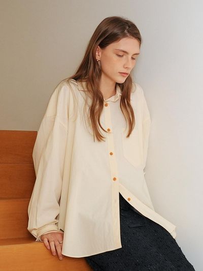 AMONG A Basic Cotton Shirt - Pale Beige