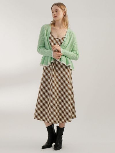 AMONG A Check Slip Dress