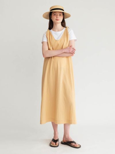 AMONG A Tie Ribbon Sleeveless Dress - Beige