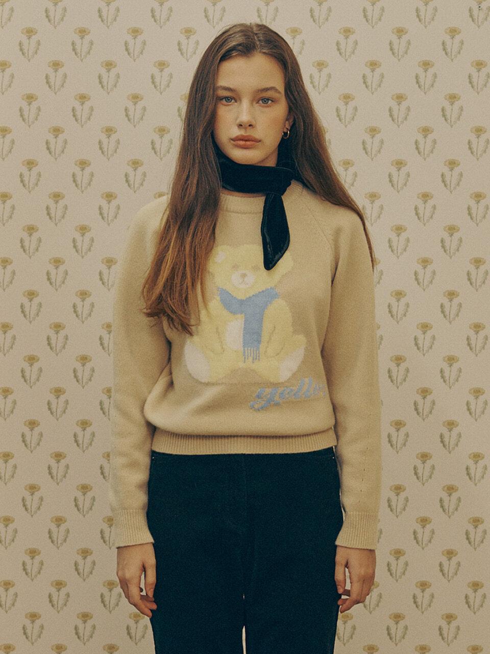 AMONG A Yellow Jacquard Sweater - Beige
