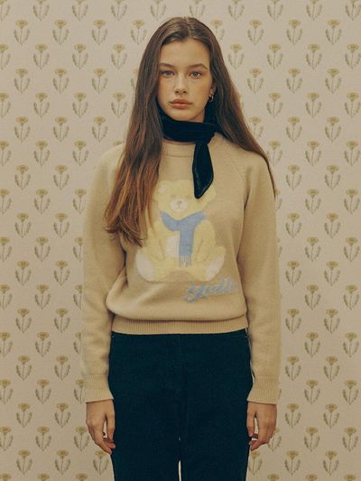 AMONG A Yellow Jacquard Sweater - Beige