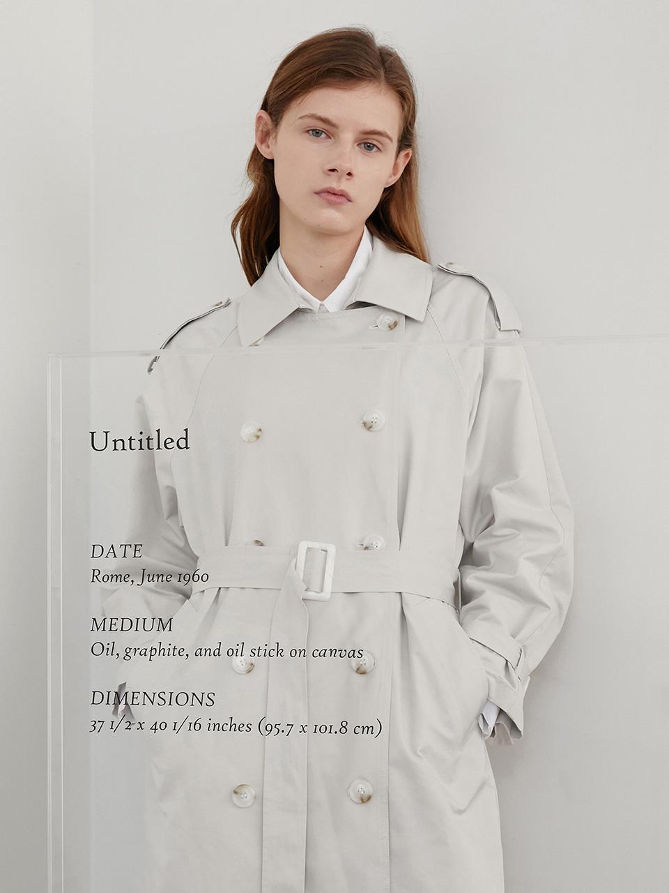 AMONG Cotton Twill Unlined Detachable Belt Trench Coat [Light Grey]