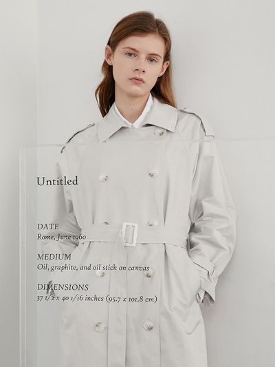 AMONG Cotton Twill Unlined Detachable Belt Trench Coat [Light Grey]