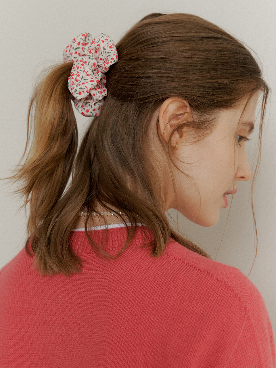 AMONG Floral Rayon Charm Scrunchie