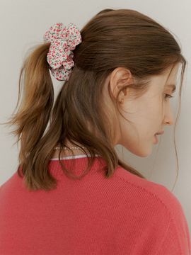 AMONG Floral Rayon Charm Scrunchie