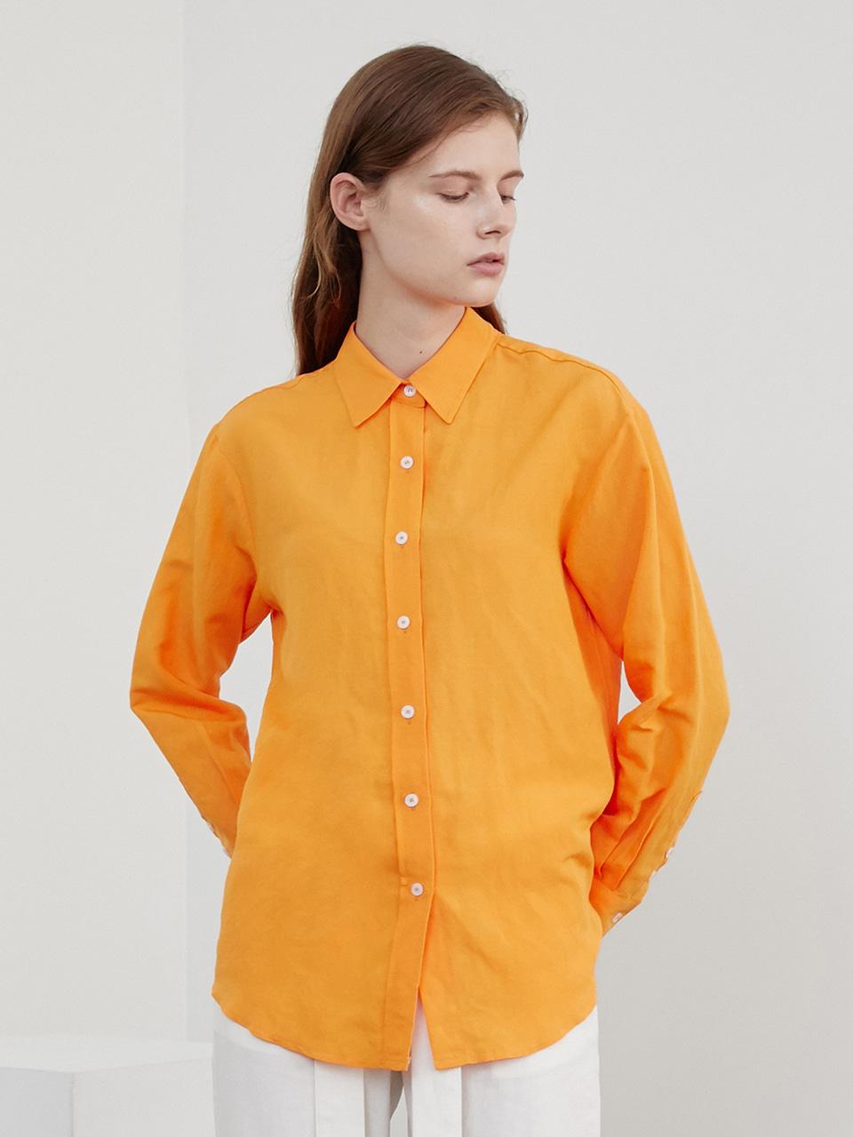 AMONG Linen Blend Button-Front Shirt