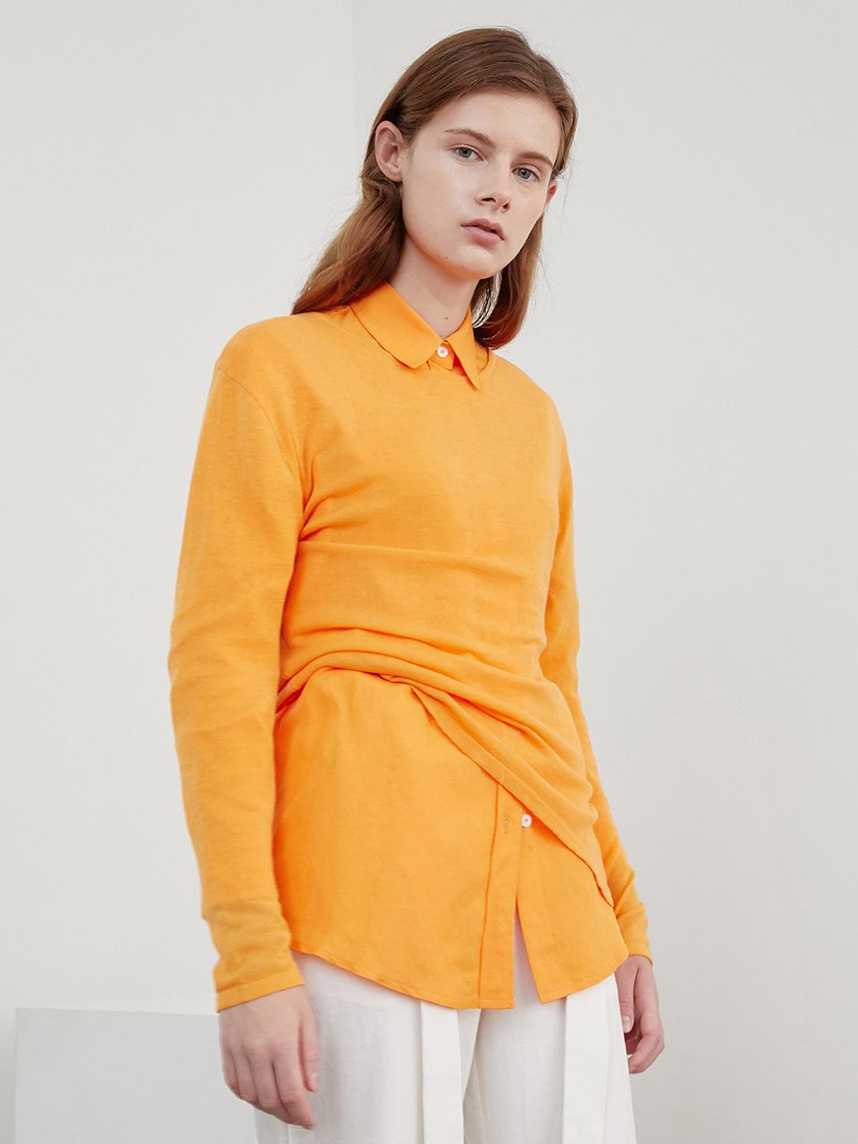 AMONG See-through Lightweight Acrylic-Cotton Knit [Orange]