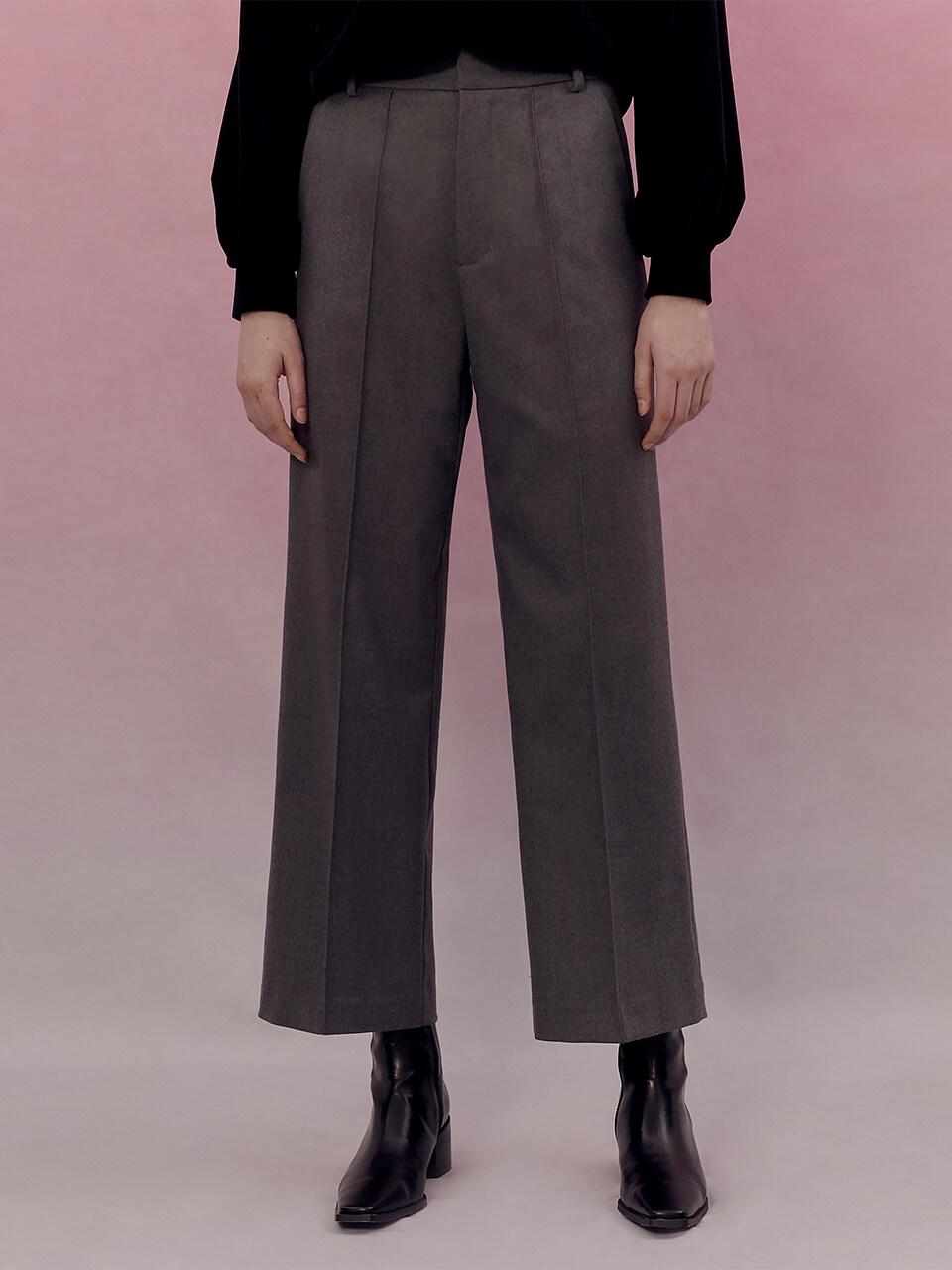 AMONG Semi Wide Pin-tuck Banding Pants