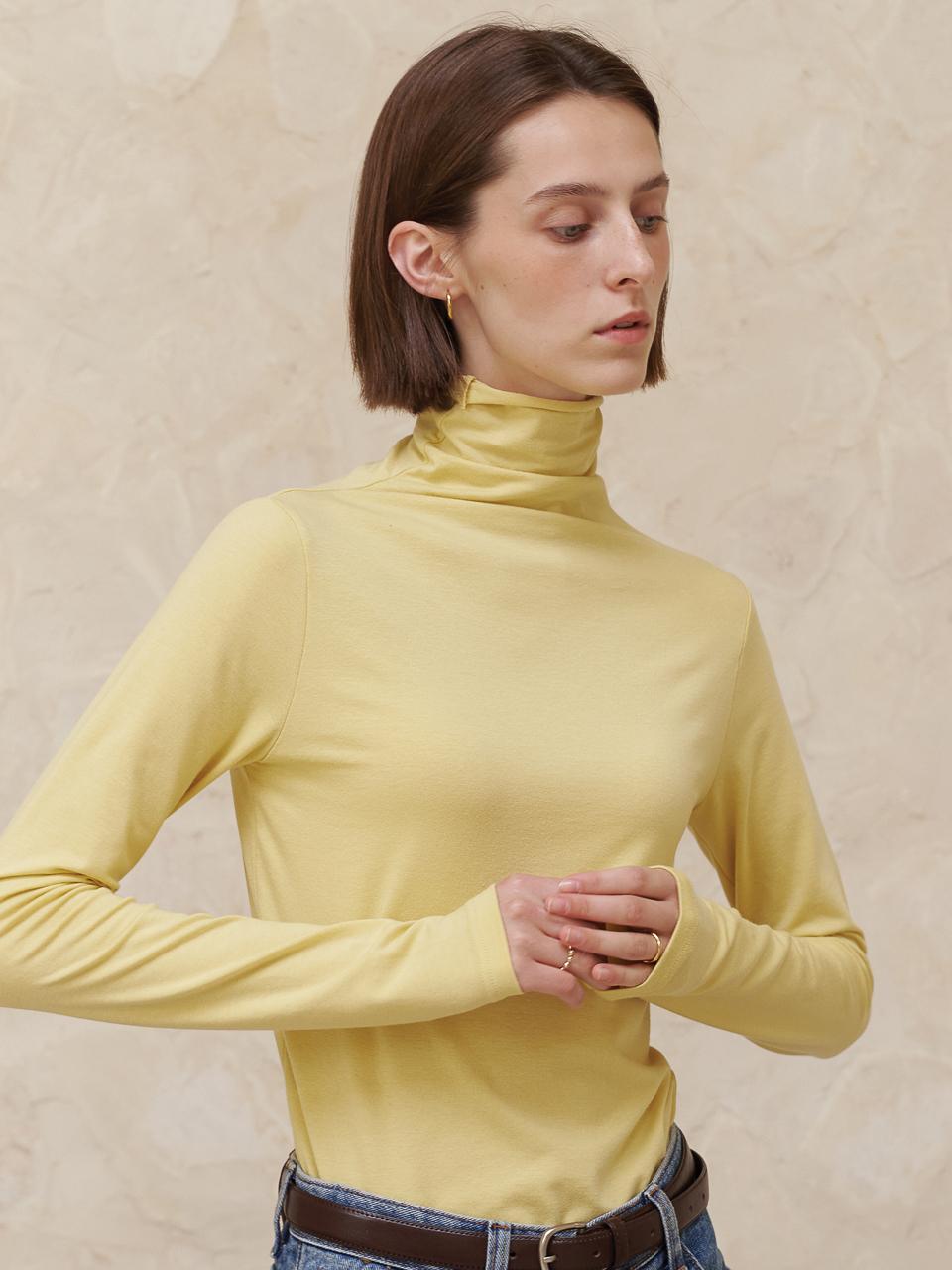 AMONG Slim Fit Low-Cut Turtleneck Cotton Blend Polo