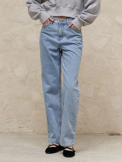 AMONG Straight Denim Pants - Light Blue
