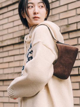 AMONG Suede Adjustable Strap Mini Bag [Brown]
