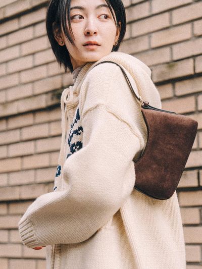 AMONG Suede Adjustable Strap Mini Bag [Brown]