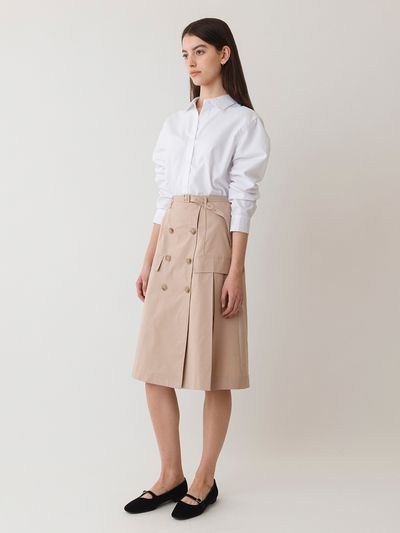 AMONG Trench Wrap Midi Skirt [Beige]