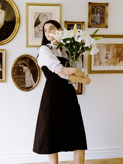 AMONG Trench Wrap Sleeveless Midi Dress [Black]