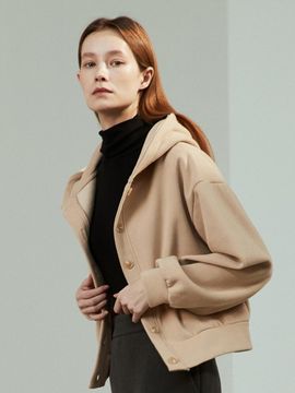 Amour moier button hoodie (beige)