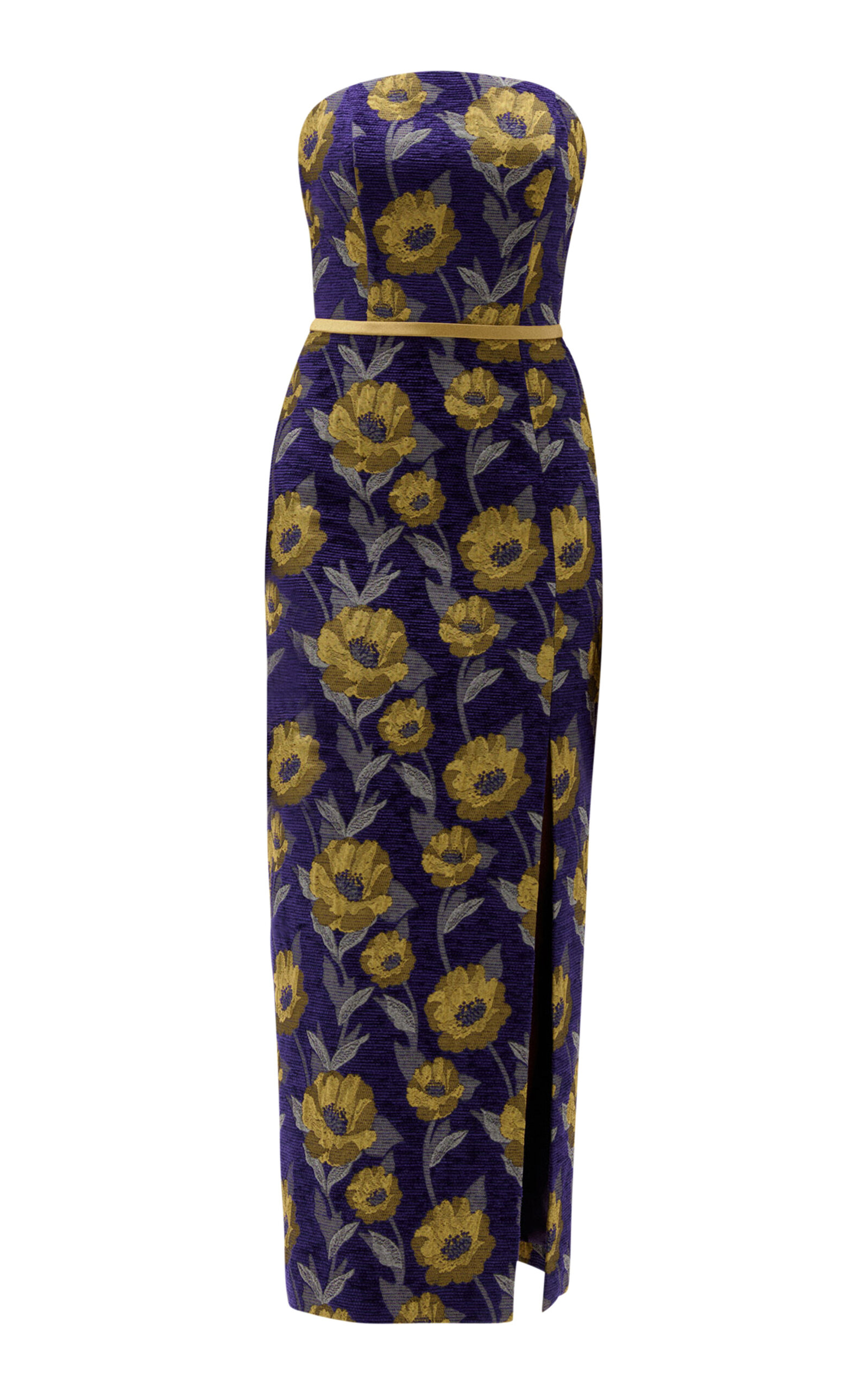 Amsale Amsale Floral Brocade Strapless Dress