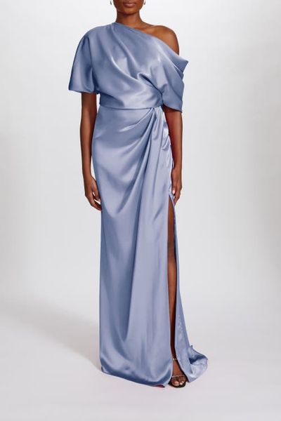 Amsale Amsale Fluid Satin Off-the-Shoulder Gown